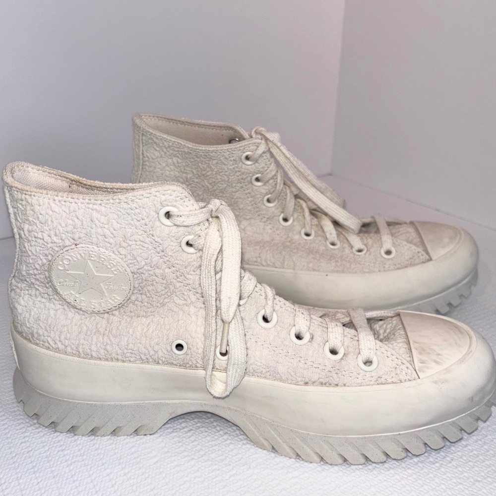 Converse Run Star‎ High Top Platform Sneakers Textured Off White Women Size 10